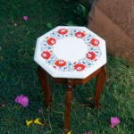 Octagonal White Marble Inlay Plate