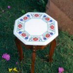Octagonal White Marble Inlay Plate