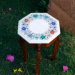 Octagonal White Marble Inlay Plate