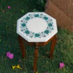 Octagonal White Marble Inlay Plate