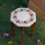 Octagonal White Marble Inlay Plate