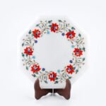 Octagonal White Marble Inlay Plate - Image 3