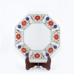 Octagonal White Marble Inlay Plate - Image 3