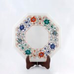 Octagonal White Marble Inlay Plate - Image 2