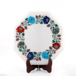 Octagonal White Marble Inlay Plate - Image 3