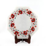 Octagonal White Marble Inlay Plate - Image 3