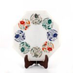 Handcrafted White Marble Octagonal Plate - Image 2