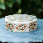 Handcrafted Round White Marble Jewellery Box