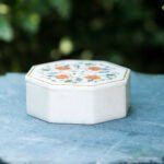 Handcrafted White Marble Octagonal Jewelry Box