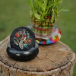 Handcrafted Black Marble Inlay Peacock Coasters