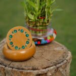 Handcrafted Brown Marble Inlay Coaster Set