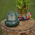 Handcrafted Green Marble Inlay Peacock Coaster Set