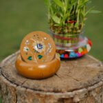 Handcrafted Brown Marble Inlay Floral Coaster Set