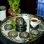 Handcrafted Black Marble Inlay Peacock Coasters - Image 2