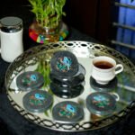 Handcrafted Black Marble Inlay Bird Coaster - Image 2