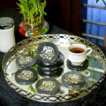 Handcrafted Black Marble Inlay Elephant Coaster Set - Image 3