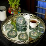 Handcrafted Green Marble Inlay Peacock Coaster Set - Image 3