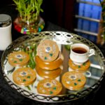 Handcrafted Brown Marble Inlay Floral Coaster Set - Image 3
