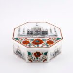 Handcrafted Octagonal White Marble Taj Mahal Jewelry Box - Image 2