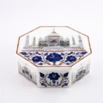 Octagonal White Marble Taj Mahal Jewelry Box - Image 2