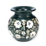 Luxury Green Marble Pot with Mother of Pearl Inlay - Image 2