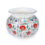 Handcrafted White Marble Floral Pot - Image 2