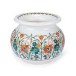 Handcrafted White Marble Floral Pot - Image 2