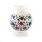 Handcrafted White Marble Floral Pot - Image 2
