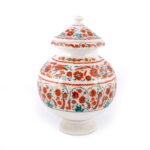 White Marble Lidded Jar with Floral Pietra Dura Inlay - Image 2