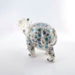 Handcrafted White Marble Floral Inlay Elephant - Image 3