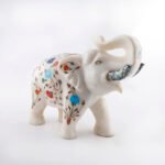 Handcrafted White Marble Inlay Elephant - Image 4