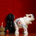 Handcrafted Marble Inlay Elephant Figurine