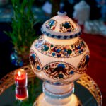 Handcrafted White Marble Peacock Design Lidded Jar