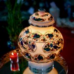 Handcrafted White Marble Peacock Design Lidded Jar