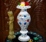 Handcrafted White Marble Inlay Flower Vase