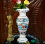 Handcrafted White Marble Inlay Flower Vase