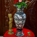 Handcrafted Black Marble Tall Floor Vase