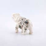 Luxury White Marble Elephant Figurine with Mother of Pearl & Onyx Floral Inlay | Handcrafted Pietra Dura Art - Image 2