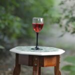 Handcrafted Marble Inlay Table Top with Floral Design | Semi-Precious Stone Pietra Dura Octagonal Side Table - Image 2