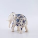 Handcrafted White Marble Elephant with Semi-Precious Stone Inlay Work | Luxury Marble Home Décor Showpiece - Image 4