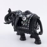 Handcrafted Black Marble Elephant Figurine with Semi-Precious Stone Inlay | Luxury Indian Pietra Dura Home Décor - Image 3