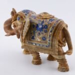 Handcrafted Marble Elephant Figurine with Blue Lapis Lazuli Floral Inlay | Semi-Precious Stone Home Décor Showpiece - Image 2