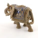 Handcrafted Marble Elephant Showpiece with Blue Lapis Lazuli Inlay | Semi-Precious Stone Decorative Figurine for Home & Office - Image 2