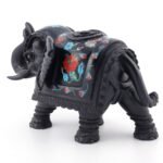 Handcrafted Black Marble Elephant Showpiece with Multi-Color Semi-Precious Stone Inlay | Luxury Decorative Figurine - Image 2