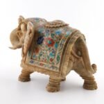 Handcrafted Marble Elephant Showpiece with Multi-Color Semi-Precious Stone Inlay | Traditional Indian Home Décor Figurine - Image 2