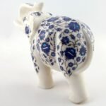 Handcrafted White Marble Elephant with Blue Floral Semi-Precious Stone Inlay | Pietra Dura Marble Art Showpiece - Image 2