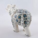 Luxury White Marble Elephant Showpiece with Mother of Pearl Floral Inlay | Handcrafted Semi-Precious Stone Pietra Dura Art - Image 2