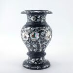 Handcrafted Black Marble Flower Vase with Semi-Precious Stone Inlay | Luxury Pietra Dura Floral Art from Agra - Image 2