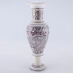 Luxury Handcrafted White Marble Flower Vase with Semi-Precious Stone Inlay | Tall Pietra Dura Decorative Vase from Agra - Image 2