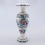 Handcrafted Multicolor Marble Inlay Flower Vase with Semi-Precious Stones | Premium Pietra Dura Home Décor Vase - Image 2